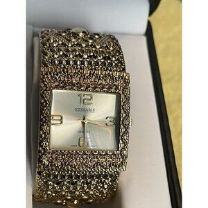Kessaris Sparkling Crystal Rhinestones Gold Ladies Watch‎  (needs Battery)